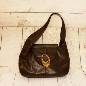 NEW BVLGARI dark brown leather handbag